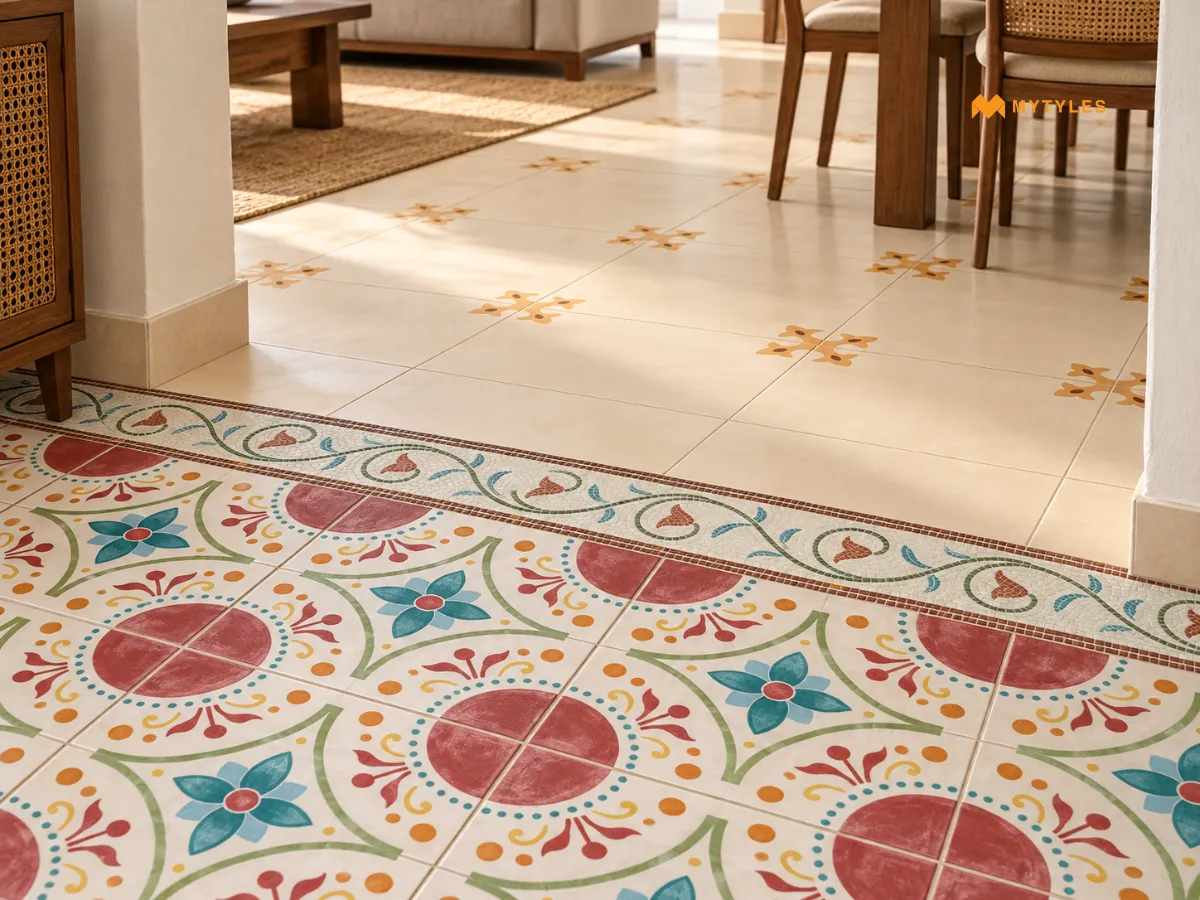 Border Tiles Between Different Flooring Designs